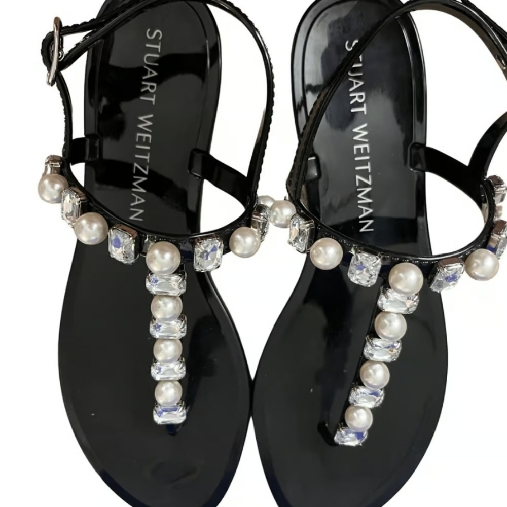 Stuart Weitzman Goldie pearl-embellished sandals - Picture 3 of 5
